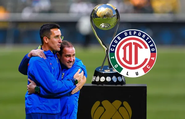 André Jardine y Paulo Víctor, escudo del Toluca/ Foto Liga MX.
