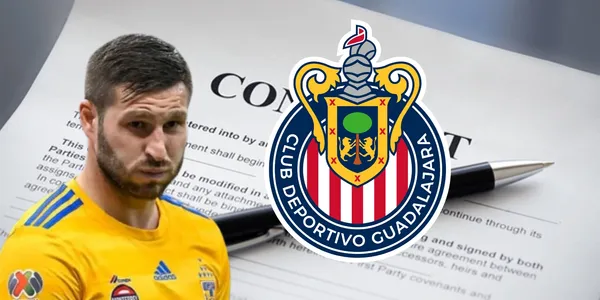 André Pierre Gignac junto al escudo de Chivas / FOTO X