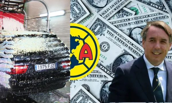 Coche lavado en una estación, a la derecha, Emilio Azcárraga con dinero (Fuente: Car Wash y Ódiame más)