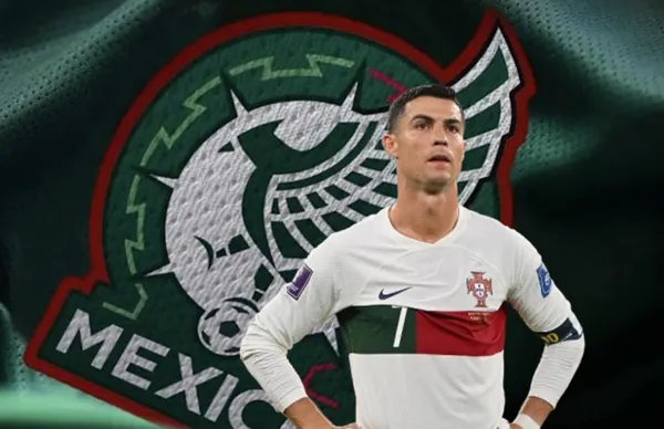 Cristiano Ronaldo y escudo de Selección Mexicana/ Foto Digital Link.