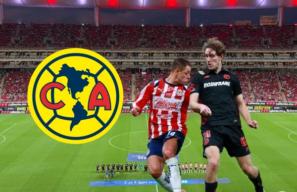 Escudo del América y jugadores de Chivas y Toluca/Foto Imago 7.