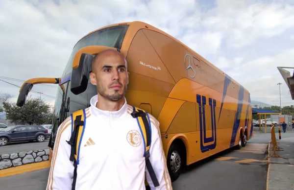 Guido Pizarro y autobús de Tigres/ Foto Telediario.