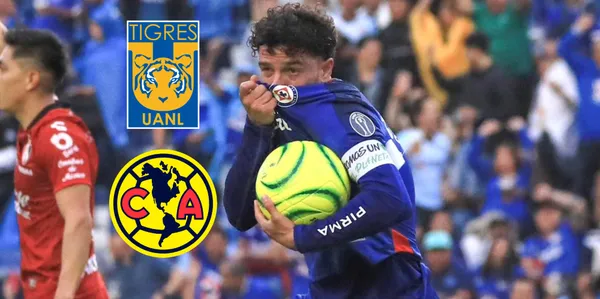 Ignacio Rivero festejando su gol con Cruz Azul ante Atlas / Foto: Mexsport