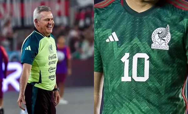 Javier Aguirre dirigiendo, a la derecha, jugador con la 10 de México (Fuente: Mexsports)