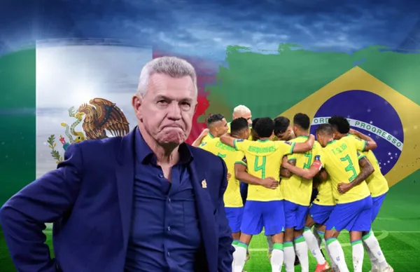 Javier Aguirre y jugadores de Brasil/Foto TV Azteca.