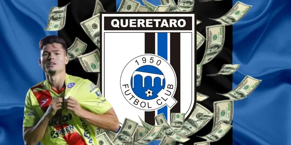 Jesús Ramírez con el jersey del Morelia junto al escudo de Querétaro F / FOTO Facebook