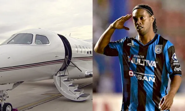 Jet privado a la izquierda y a la derecha Ronaldinho / El Futbolero