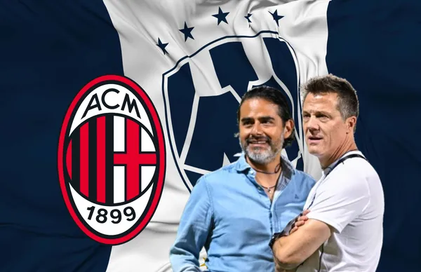 José Antonio Noriega, Héctor Lara y escudo del Milan/ Foto Vecteezy.