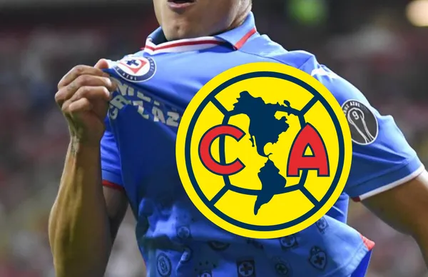 Jugador de Cruz Azul y escudo del América/Foto Imago 7.