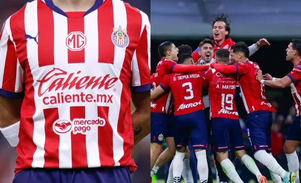 Jugador modela la playera de las Chivas (Fuente: Mexsports)