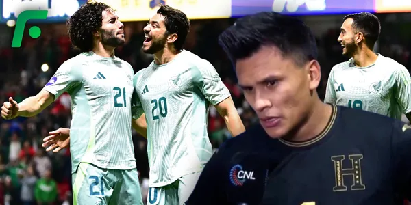 Jugadores de México y capitán de Honduras (Fuente: MEXSPORT)