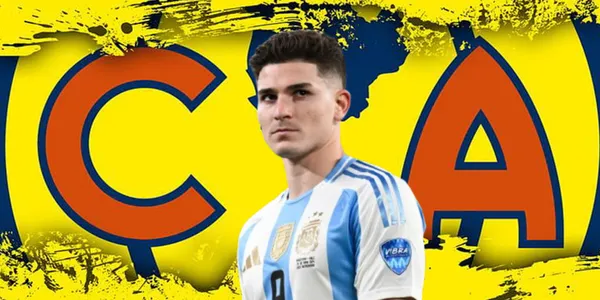 Julián Álvarez junto al escudo del América / FOTO CNN