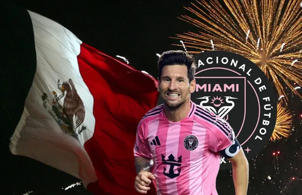 Lionel Messi y bandera de México/Foto La Jornada.