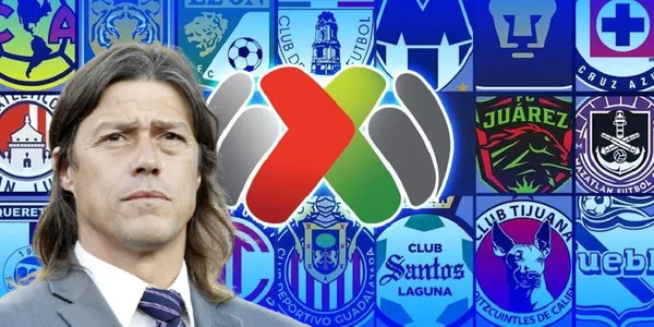 Matías Almeyda junto al logo de la Liga MX / FOTO INFOBAE