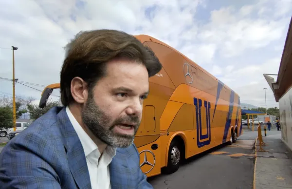 Mauricio Doehner y autobús de Tigres/ Foto Telediario.