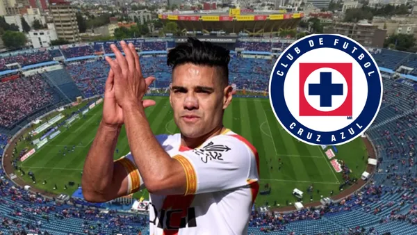 Radamel Falcao y el logo de Cruz Azul