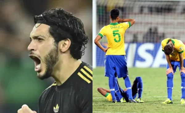 Raúl Jiménez festeja gol, a la derecha, selección de Brasil eliminada (Fuente: Mexsports y Conmebol)