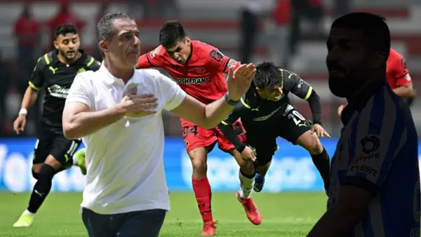 Renato Paiva, Rodrigo Aguirre y jugadores de Toluca y Chivas Foto: El Informador