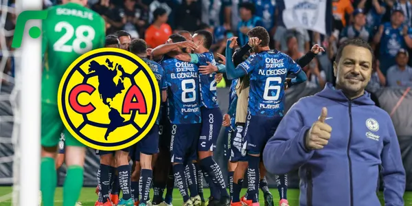 Santiago Baños y jugadores de Pachuca (Fuente: MEXSPORT)