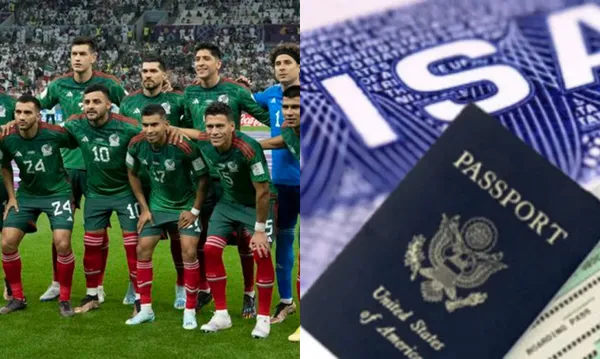 Selección de México en el Mundial, a la derecha, pasaporte de Estados Unidos (Fuente: Mexsports y Azteca)
