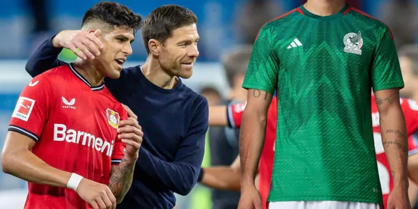 Xavi Alonso y Piero Hincapié durante el partido del Bayer Leverkusen / Foto: Milenio