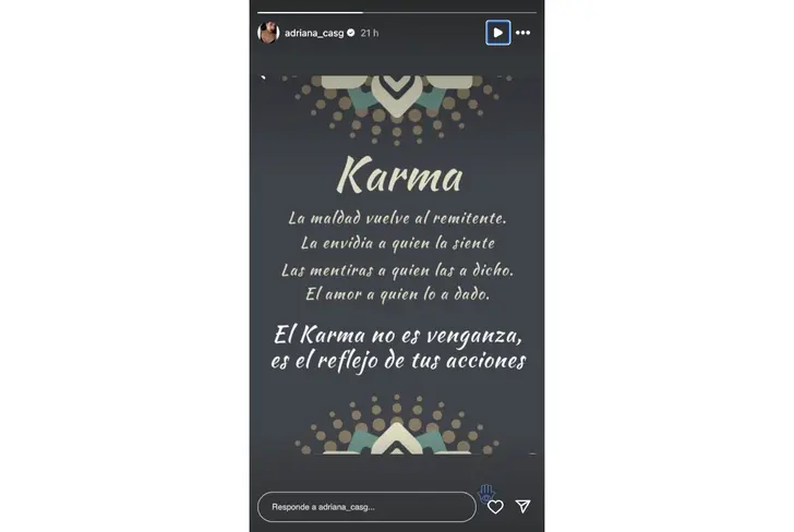 El mensaje de Adriana Castillo, expareja del Chicote Calderón / Foto: Instagram