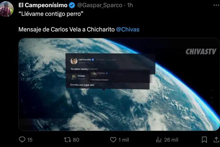 El mensaje de Carlos Vela dentro del video oficial de Chivas, vía X (Twitter)