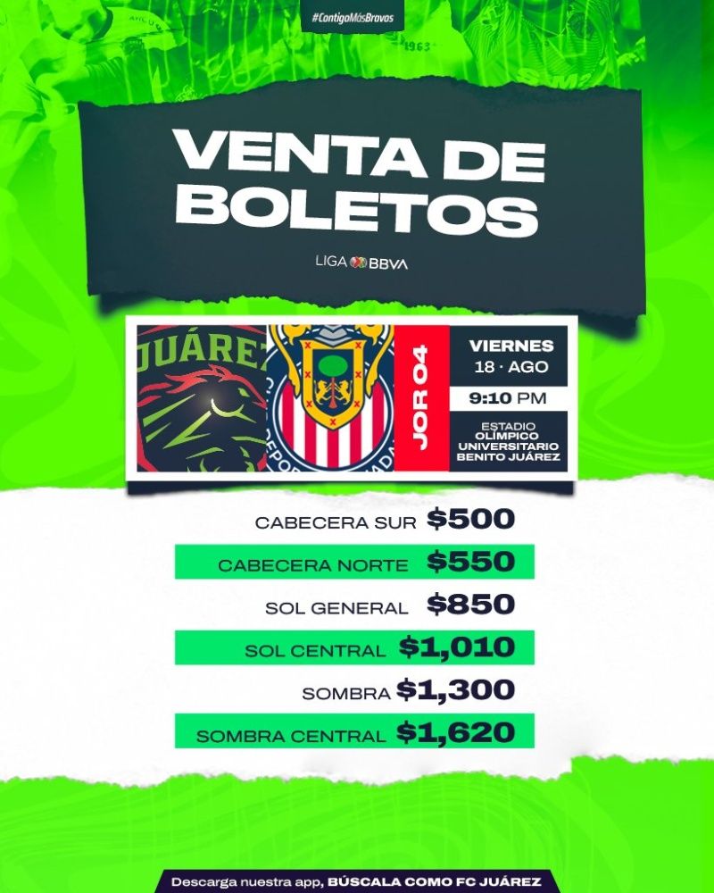 Boletos para Juárez vs Chivas Apertura 2023, precios y dónde comprarlos