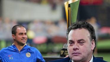 André Jardine, David Faitelson y al fondo el trofeo del Campeones Cup (Foto: Imago7)