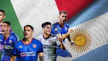 Bandera de Italia y de Argentina unidas, al frente, jugadores de Cruz Azul / It Misiones