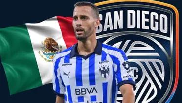 Bandera de México con escudo de San Diego FC y Sergio Canales en Rayados/ Foto: Marca