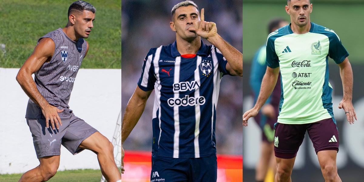 Berterame entrenando, con Rayados y el Tri. | Foto: X oficial de Rayados y la Selección Nacional