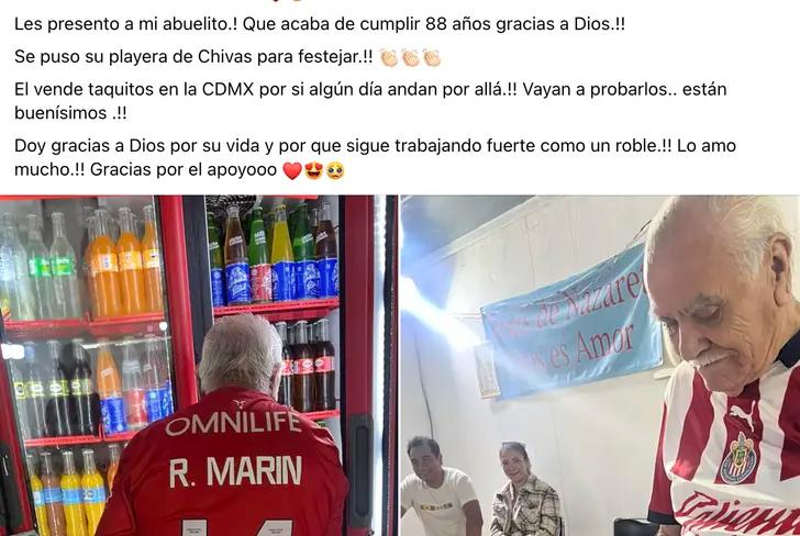 Publicación de Ricardo Marín en Facebook