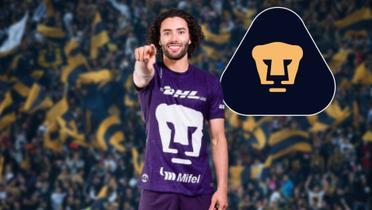 César Huerta con el nuevo uniforme de Pumas / Foto: Pumas MX