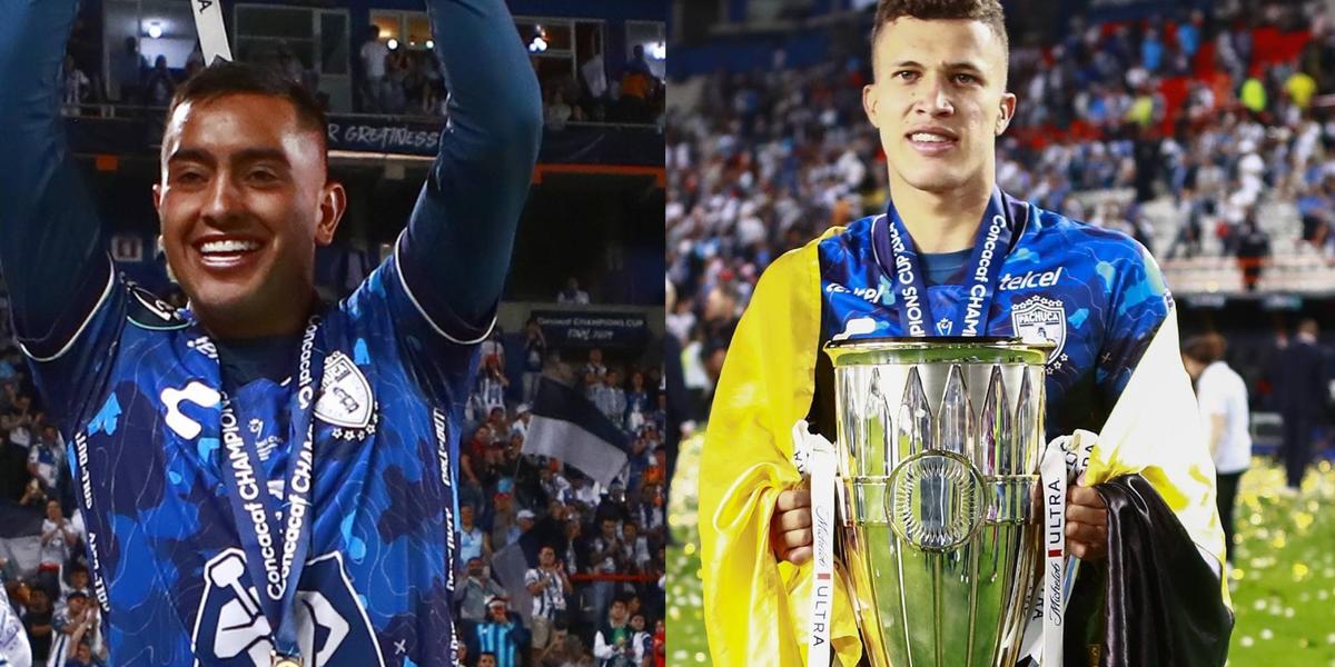 Dos de las figuras del Pachuca festejan un torneo de la Champions League: (Fuente: Marca) 