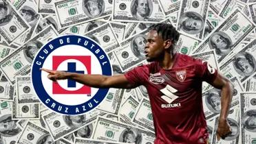 Duván Zapata, escudo de Cruz Azul, fondo de dólares/FOTO El Futbolero