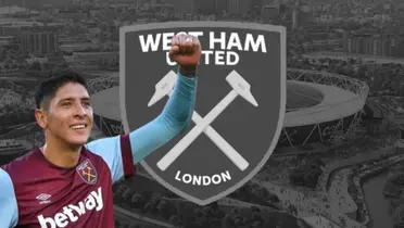 Edson Álvarez junto al escudo del West Ham United / FOTO MARCA DE GOL