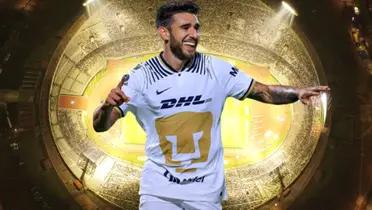 Eduardo Salvio festejando un gol con Pumas