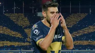 Eduardo Salvio lamentándose con Pumas / Imagen: Récord