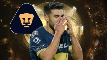 Eduardo Salvio lamentándose en partido con Pumas