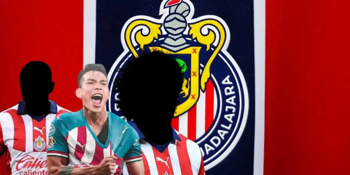 Escudo de Chivas en el fondo y tres deportistas al frente / Somos Chivas 