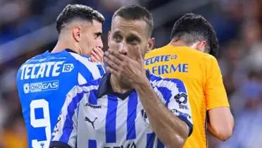 Germán Berterame con Nicolás Ibáñez y Sergio Canales en Rayados/ Foto: Fútbol Total