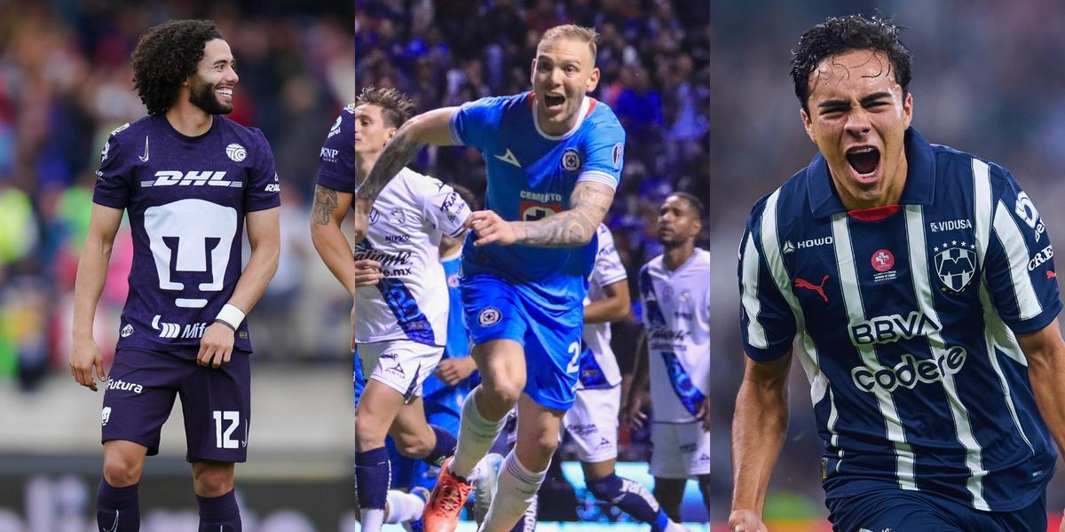 Huerta, Rotondi y Fimbrez en J12. | Fotos: X oficiales de @LigaBBVAMX, @CruzAzul y @Rayados