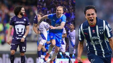 Huerta, Rotondi y Fimbrez en J12. | Fotos: X oficiales de @LigaBBVAMX, @CruzAzul y @Rayados