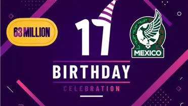 Invitación de celebración de cumpleaños, a la izquierda logo con 63 millones, a la derecha, escudo de la FMF / Vectezzy