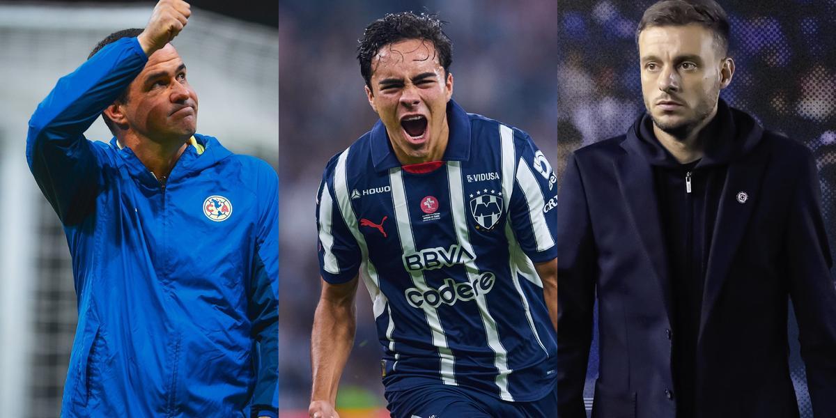 Jardine, Fimbres y Anselmi. | Fotos: Mex Sport, X oficial de @Rayados y @CruzAzul