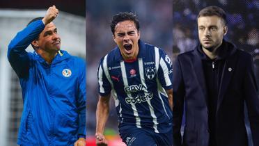 Jardine, Fimbres y Anselmi. | Fotos: Mex Sport, X oficial de @Rayados y @CruzAzul