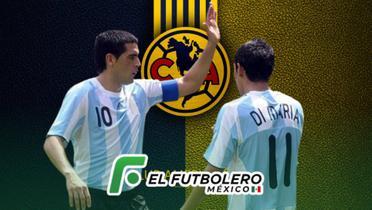 Juan Román Riquelme y Ángel Di María y América _ Foto_ Getty y wallpapers.com