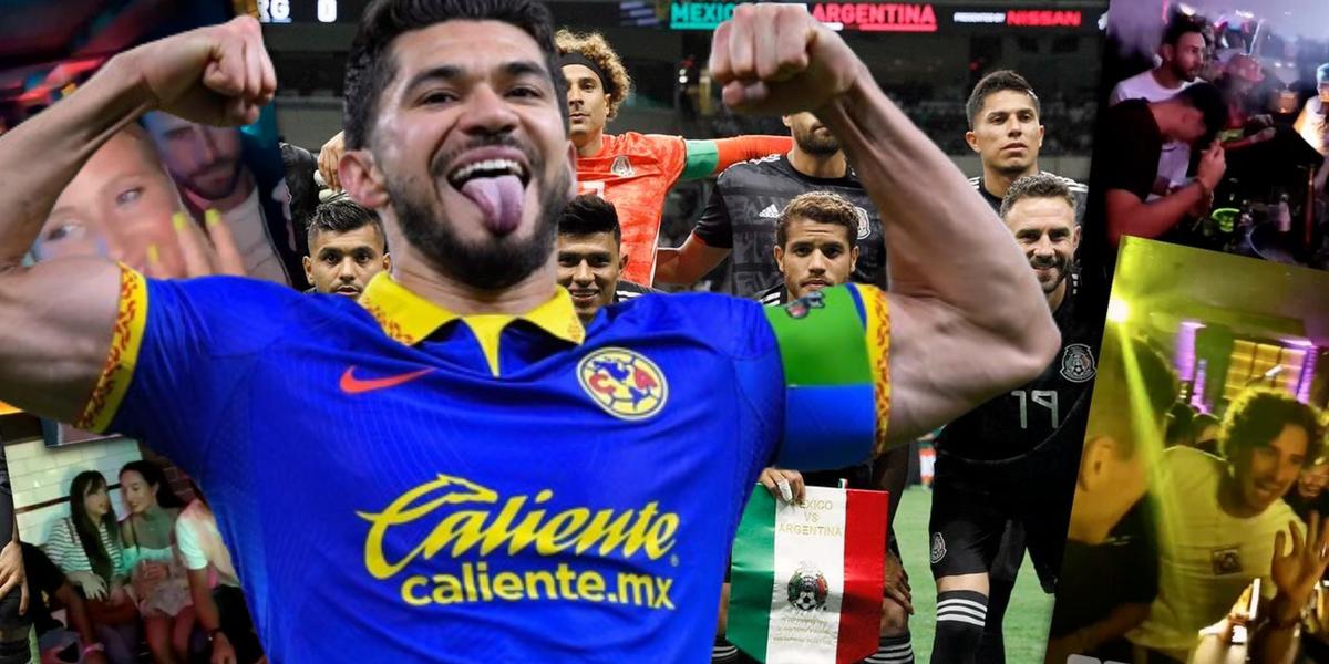 Jugadores de la selección de México y un collage de las fiestas en las que estuvieron (Fuente: Esto) 