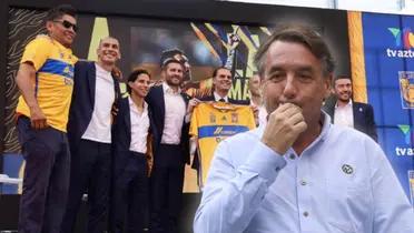 Jugadores de Tigres durante la presentación de su vínculo con TV Azteca